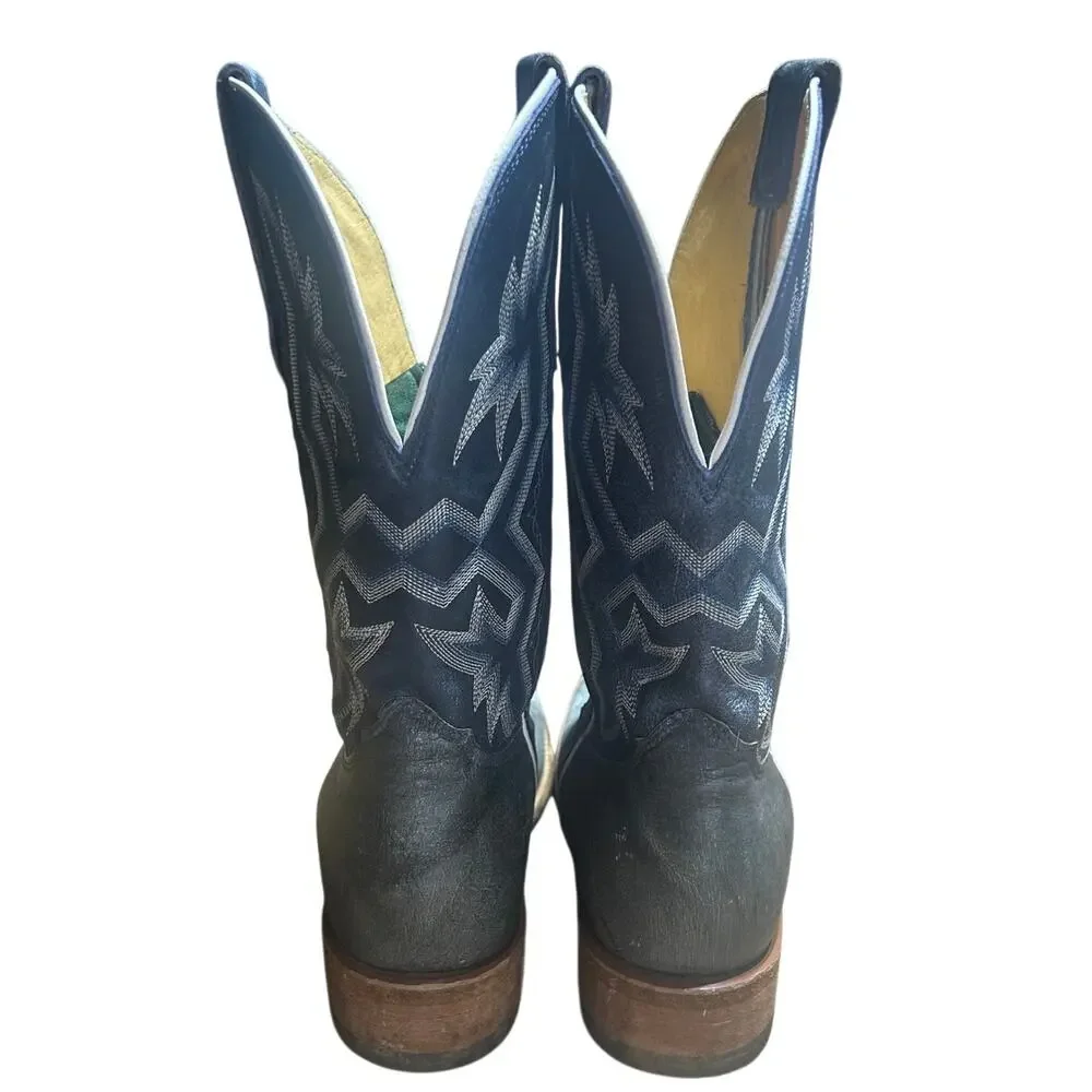 Nacona Cowboy boots square toe destressed rough out leather vamp in gray sz 10